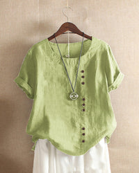 Lena Women's Blouse – Lightweight Linen Blouse with Buttons and Natural Look