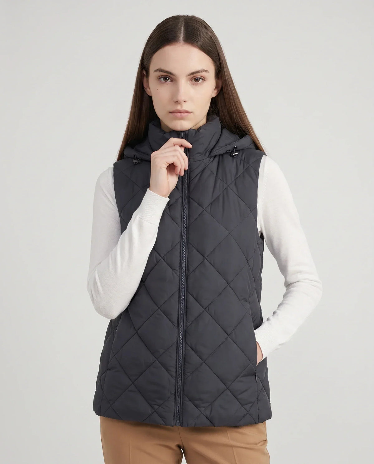 Short Quilted Hooded Puffer Gilet