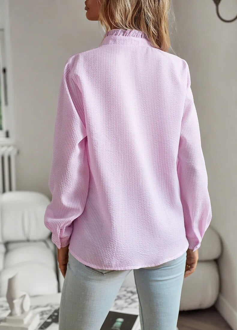 Women's long-sleeve blouse with ruffles