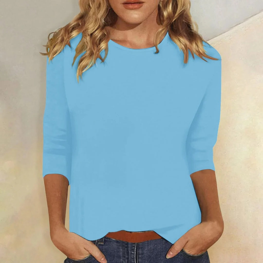 Stella | Women's Crew Neck 3/4 Sleeve Casual Everyday Top