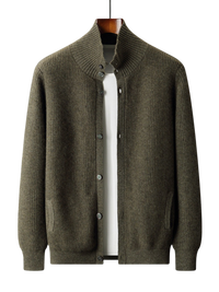 Stand-Collar Knit Cardigan
