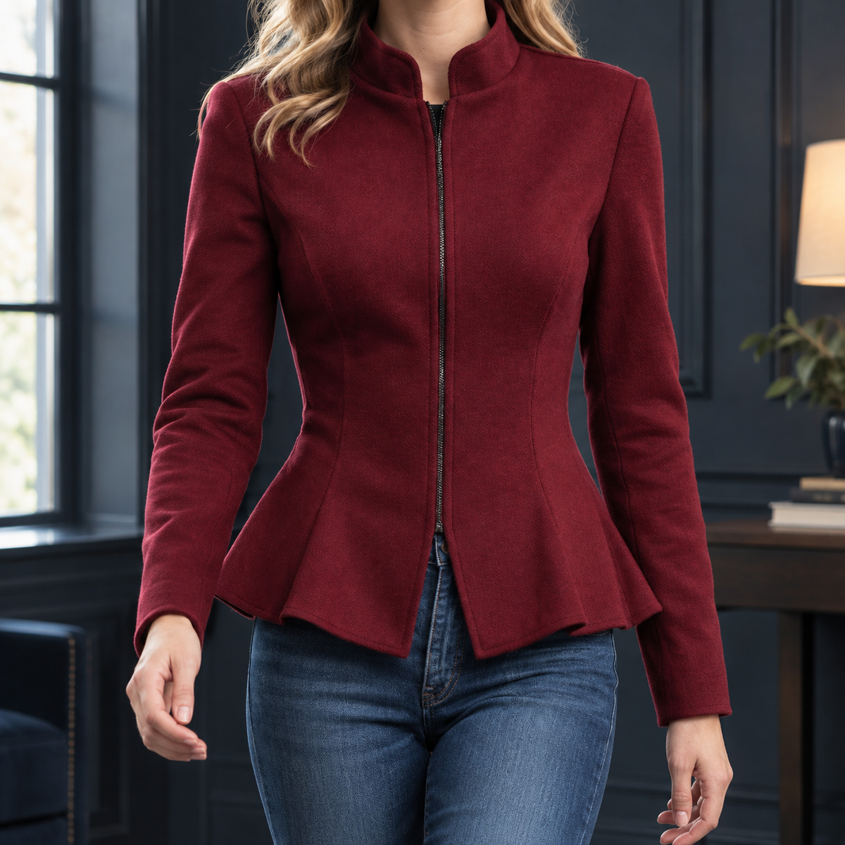 Luna-Sage Peplum Jacket