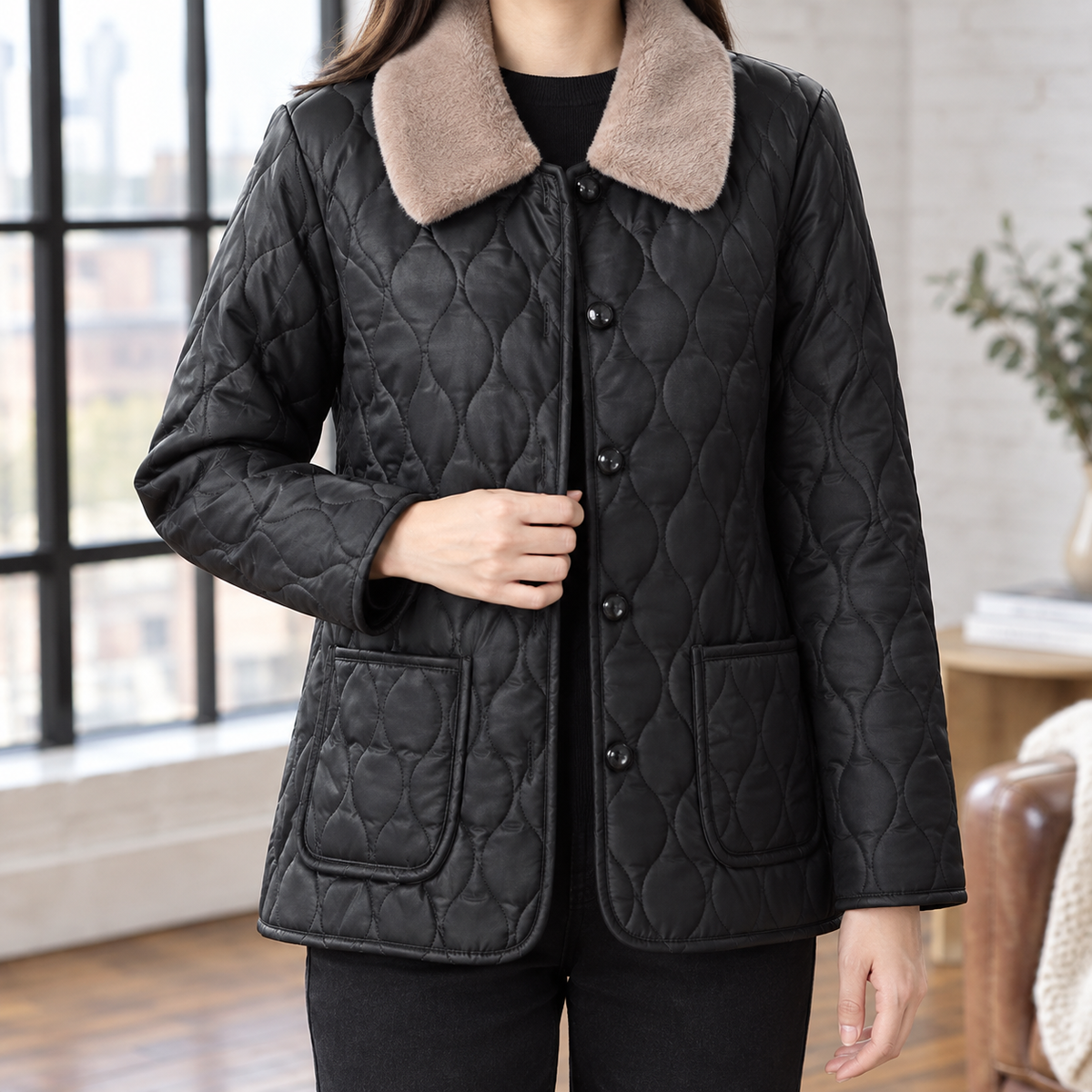 Ghislaine-Sage Quilted Jacket