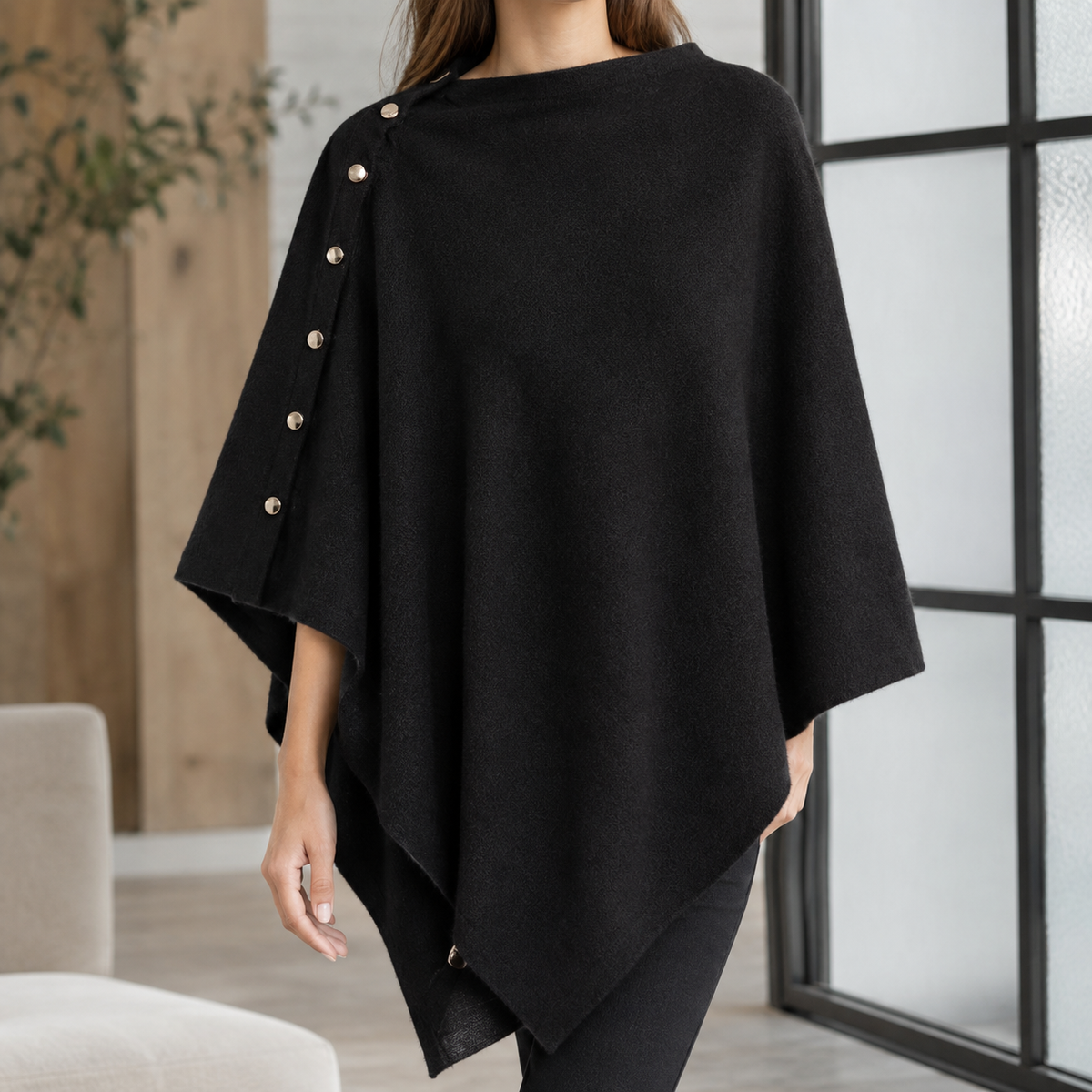 Padbury Buttoned Poncho