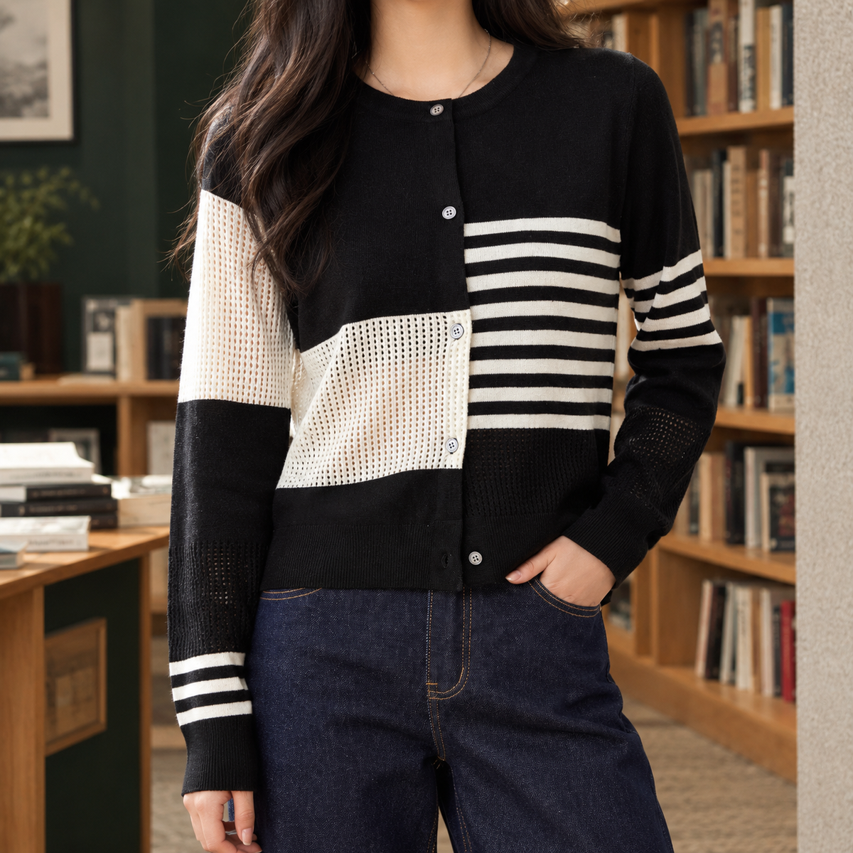 Maxine-Belle Crewneck Cardigan