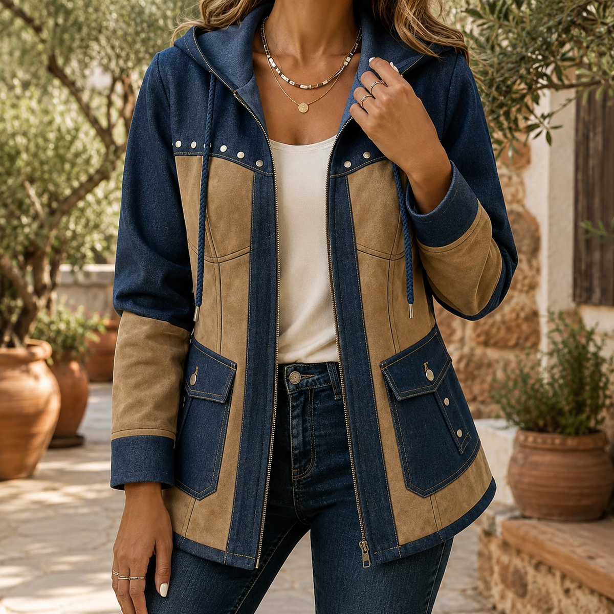Bianca-Sage Patchwork Jacket