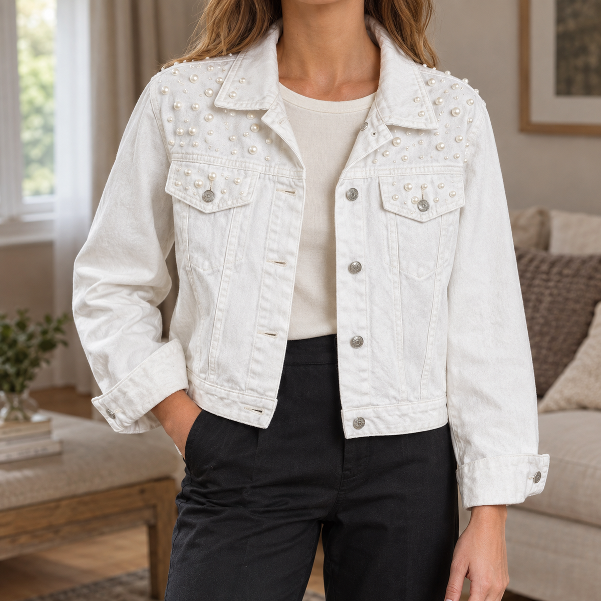Annabelle-Jade Pearl Denim Jacket