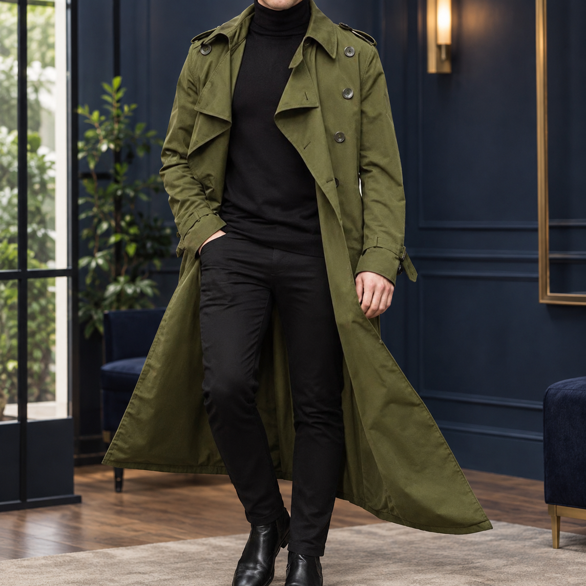 Yannick-Lane Belted Trench Coat
