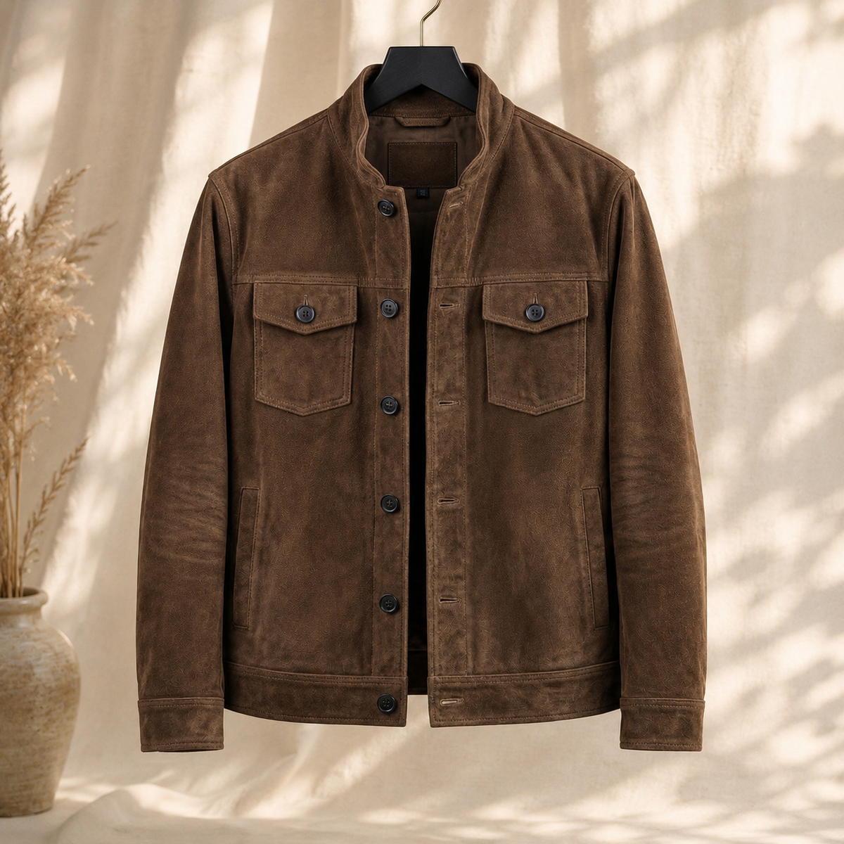 Florian-Grey Faux Suede Jacket