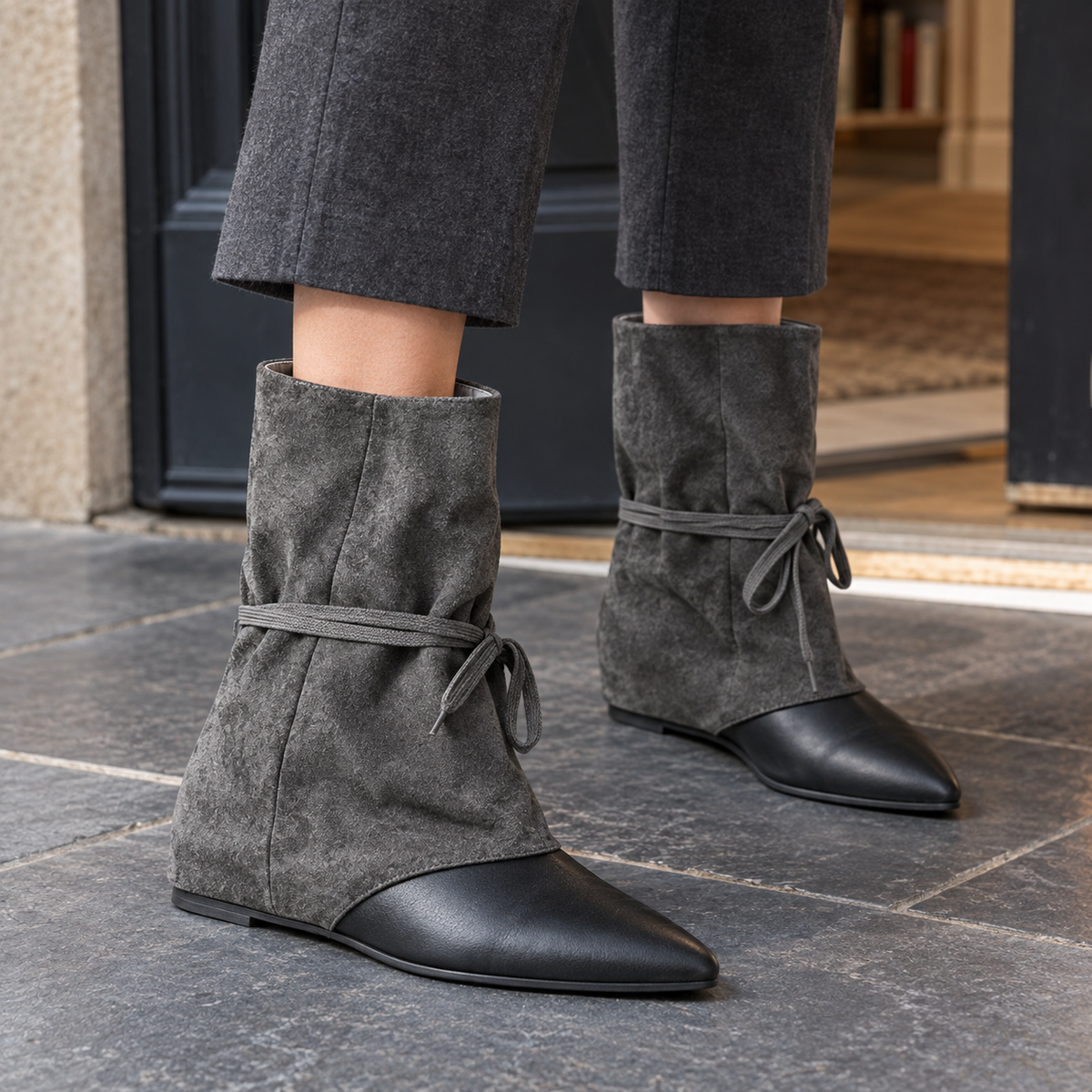 Campani Faux Suede Wedge Boots