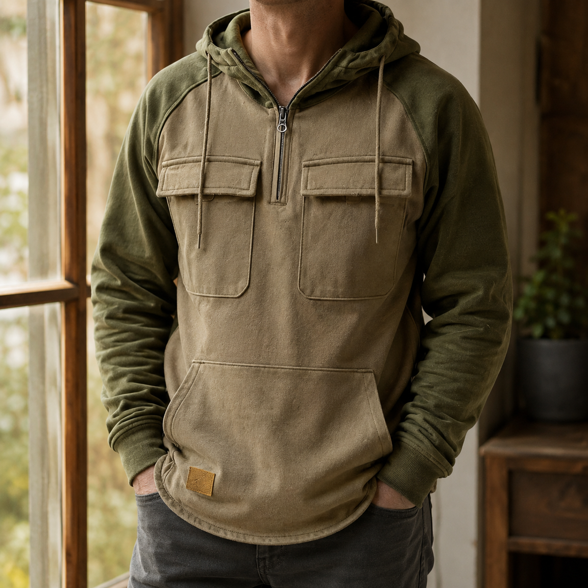 Callum-Grey Utility Hoodie