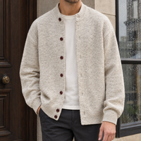 Malcolm-Grey Stand Collar Cardigan