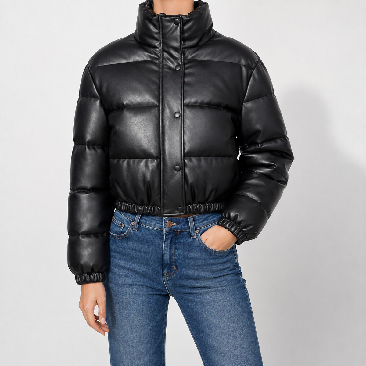 Marden Faux Leather Puffer Jacket