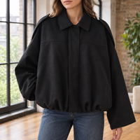 Chantal-Pearl Faux Suede Pilot Jacket