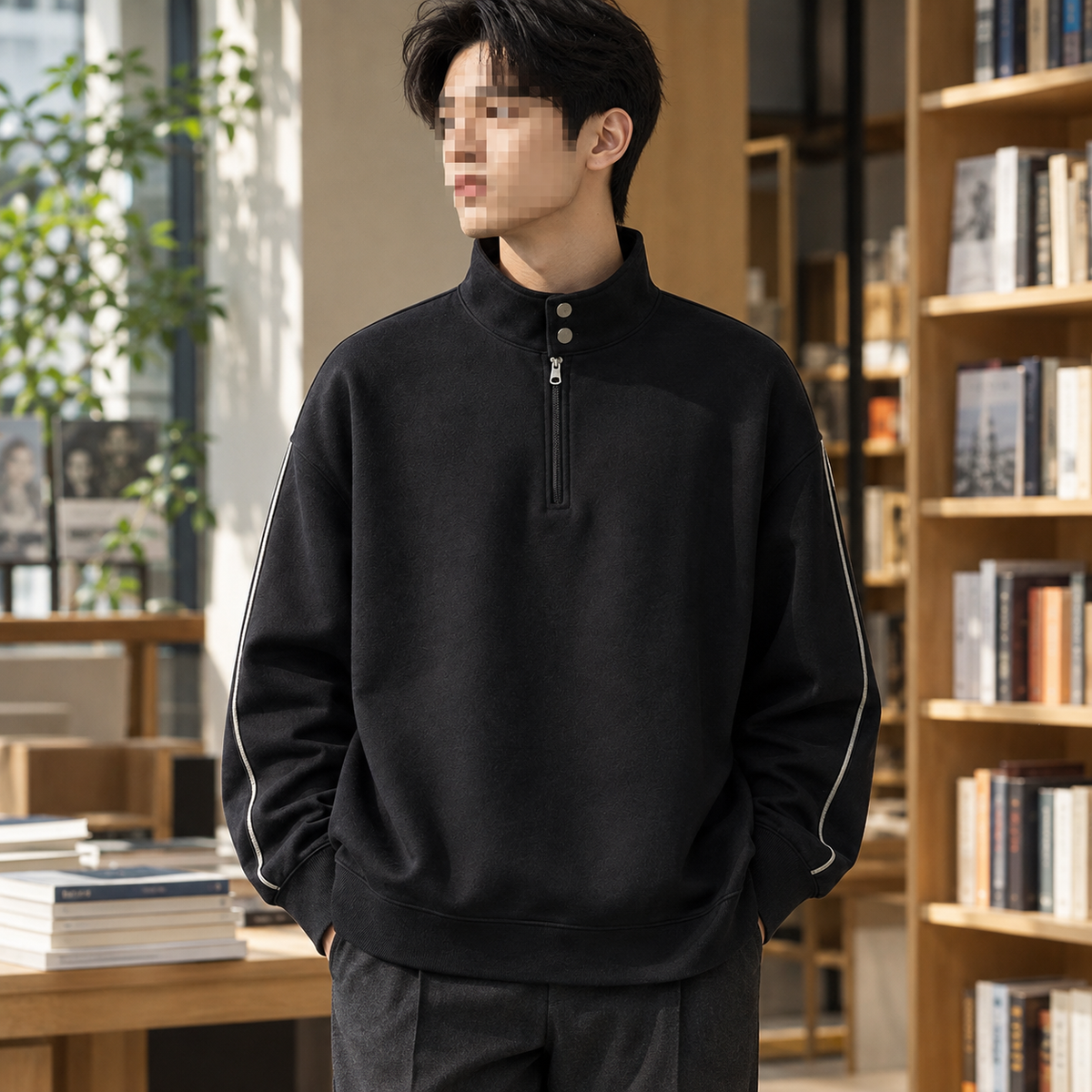 Victor-Scott Stand Collar Sweatshirt