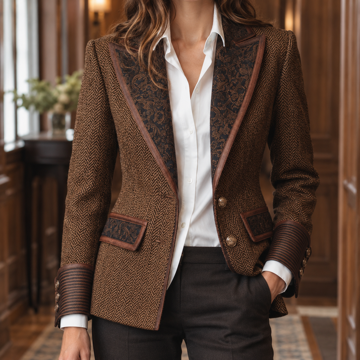 Greta-Mae Herringbone Blazer