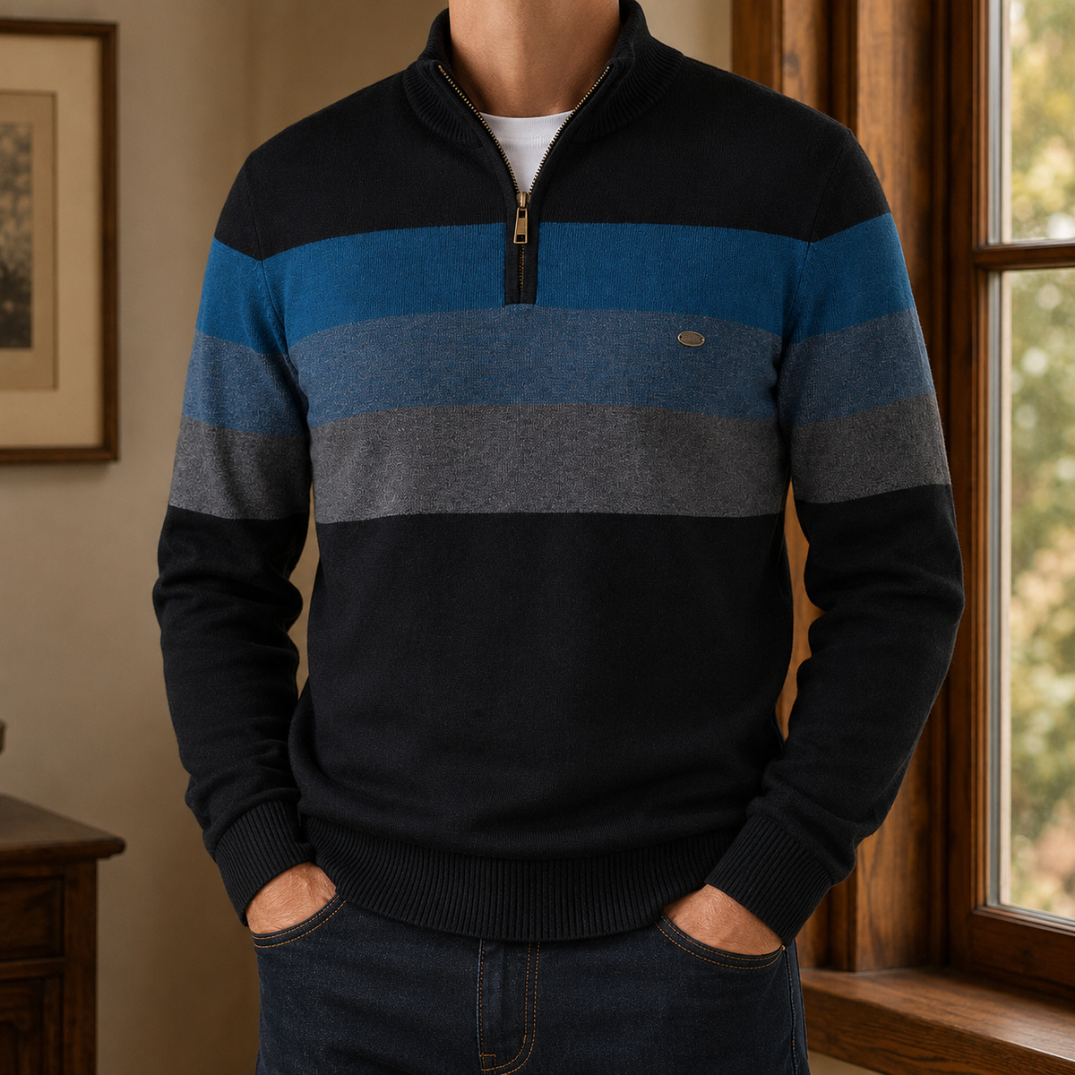 Montgomery-Grey Half-Zip Sweater