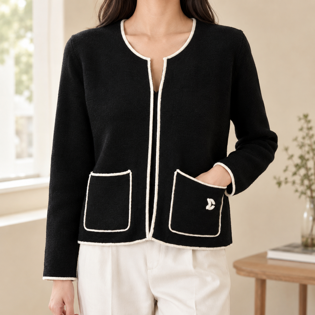 Wendy Contrast Trim Cardigan