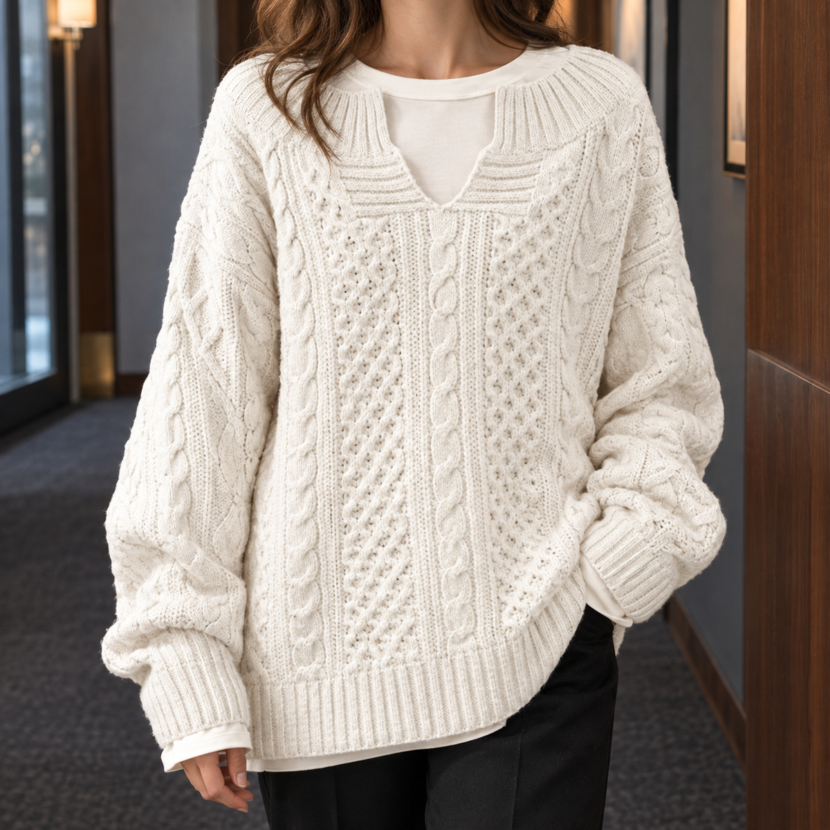Fernanda-Pearl Cable Sweater