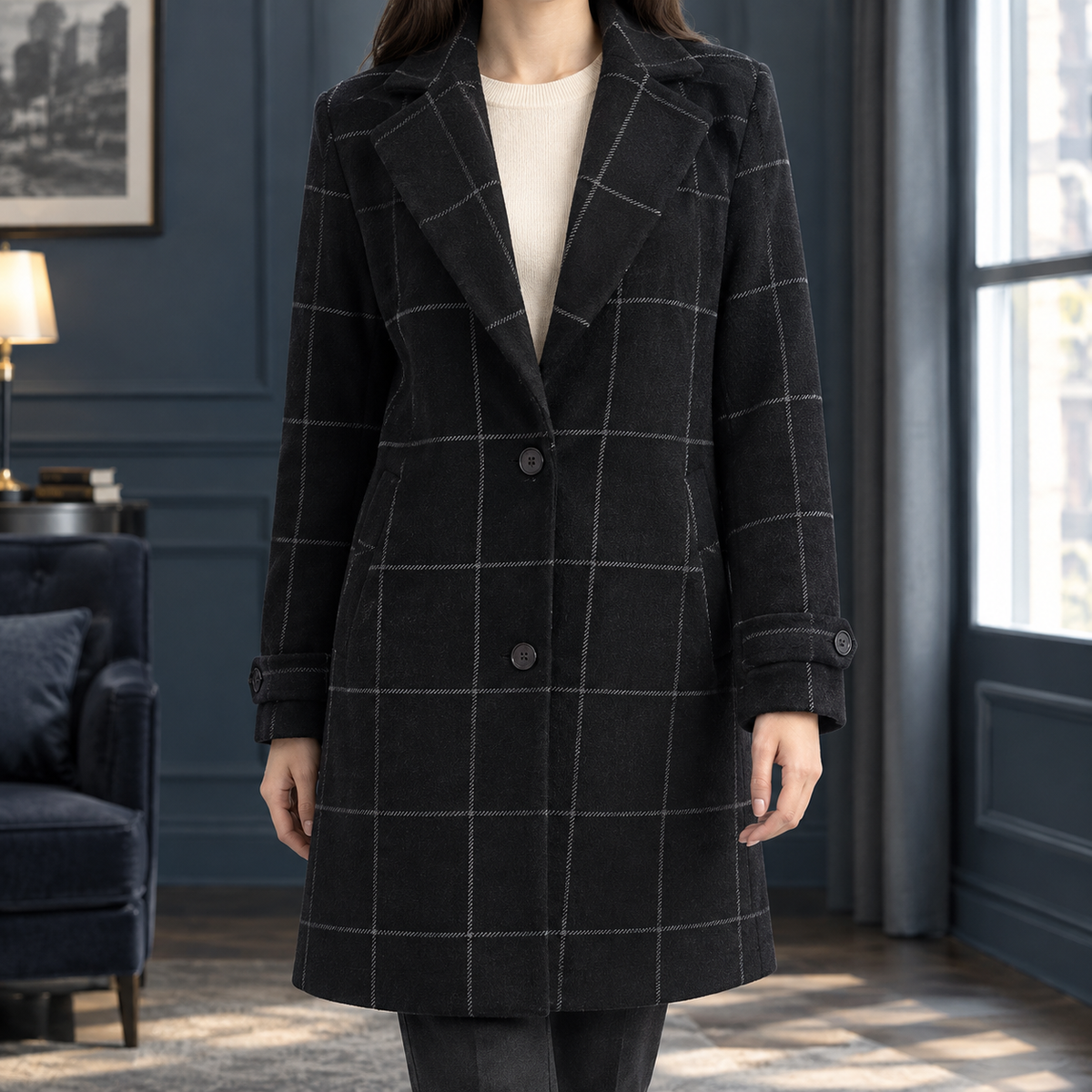 Arabella-Elise Windowpane Coat