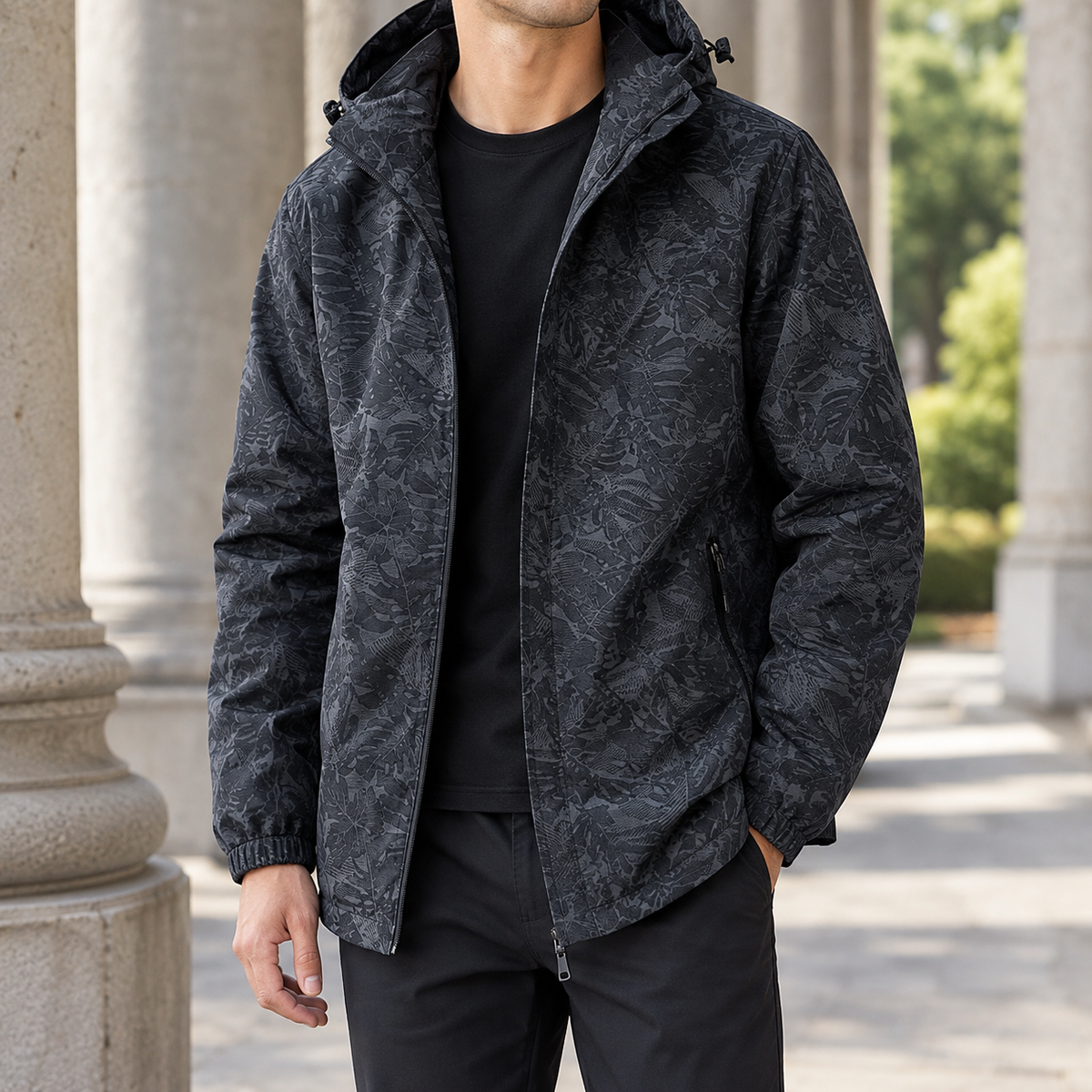 Harlan-Grey Tonal Print Jacket