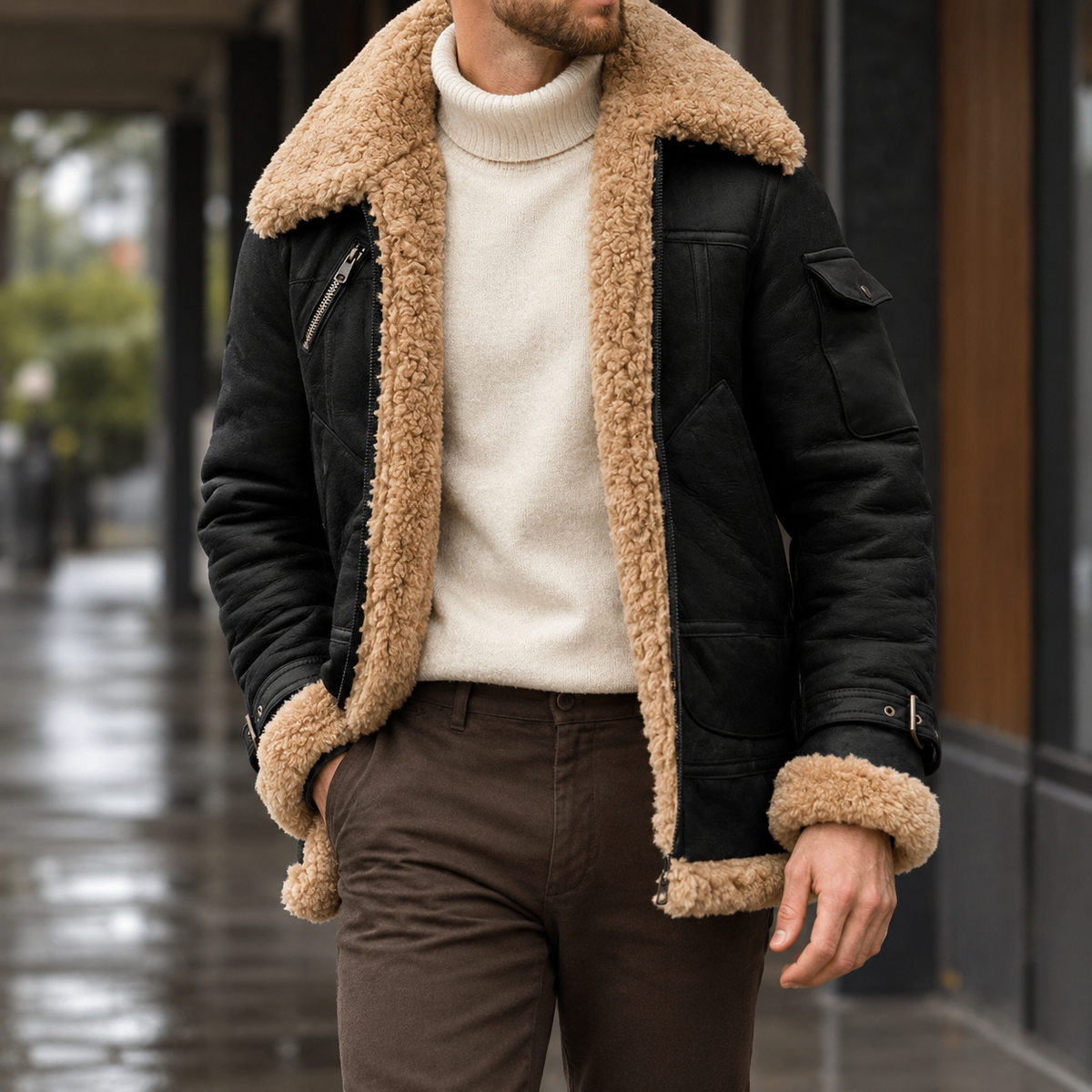 Gustav-Tate Faux Suede Aviator Jacket