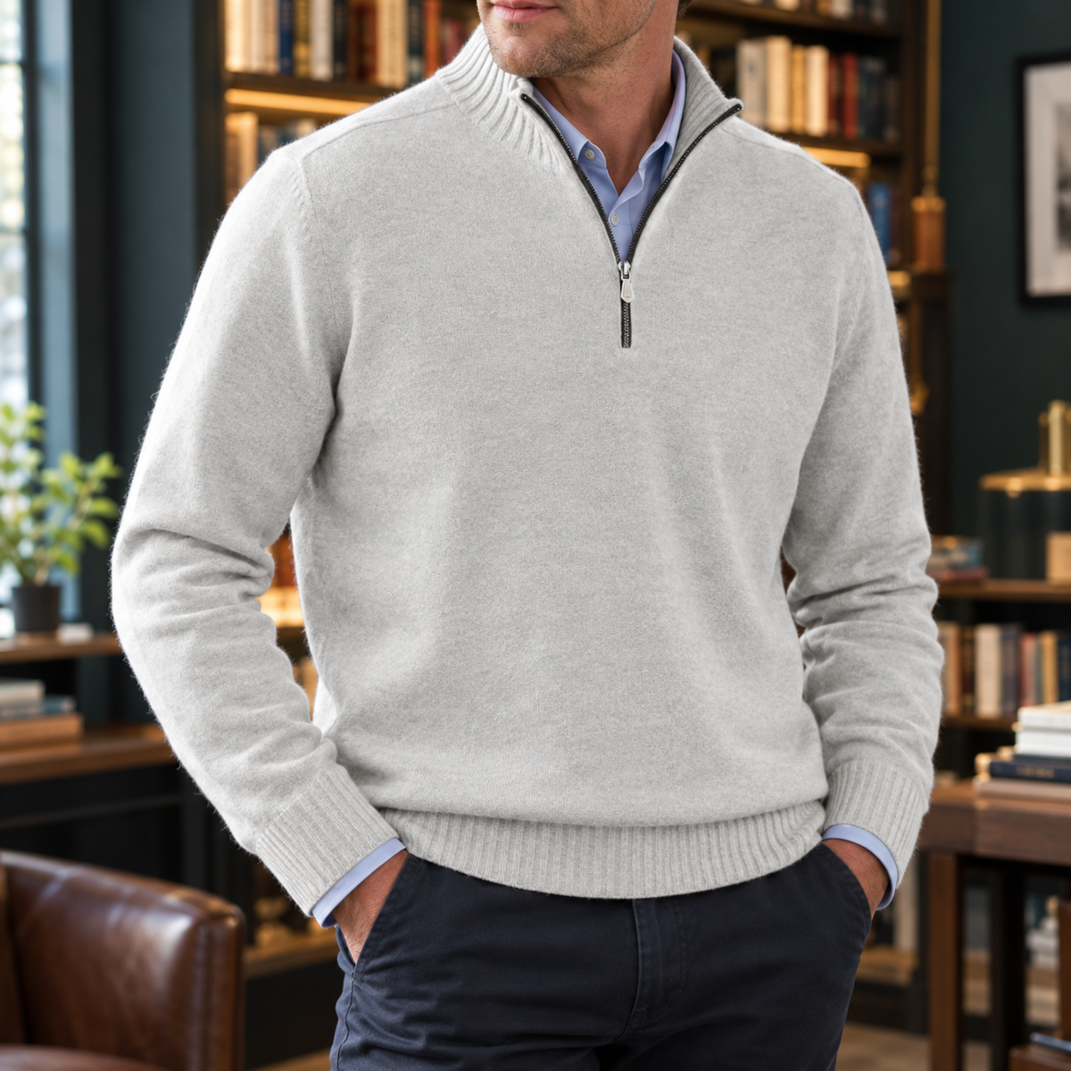 Ezra-Stone Quarter Zip Sweater