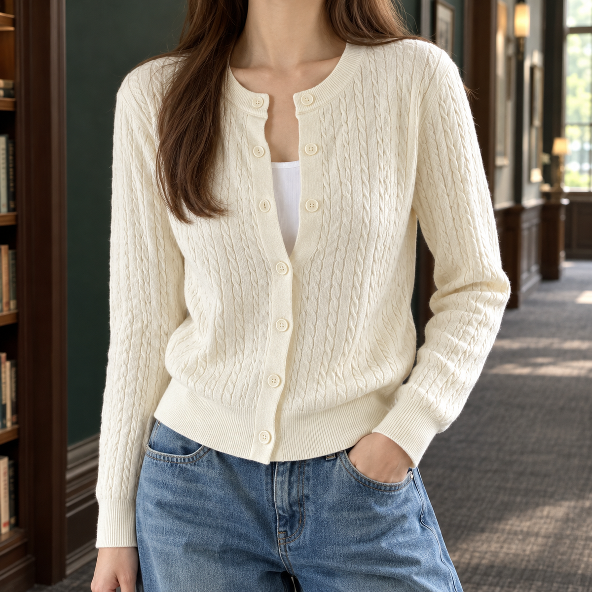 Ernestine-Grace Cable Cardigan