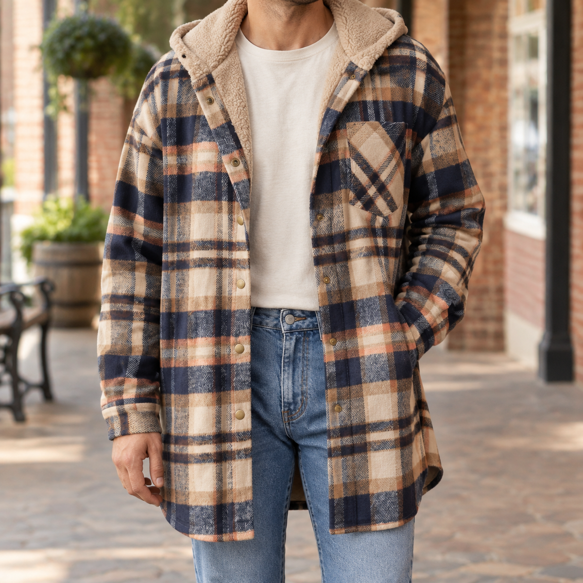 Fabian-Wren Hooded Plaid Jacket