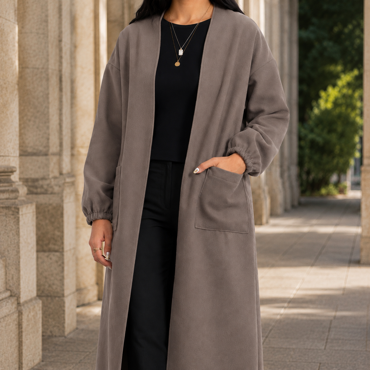 Portia-Sage Waterfall Coat