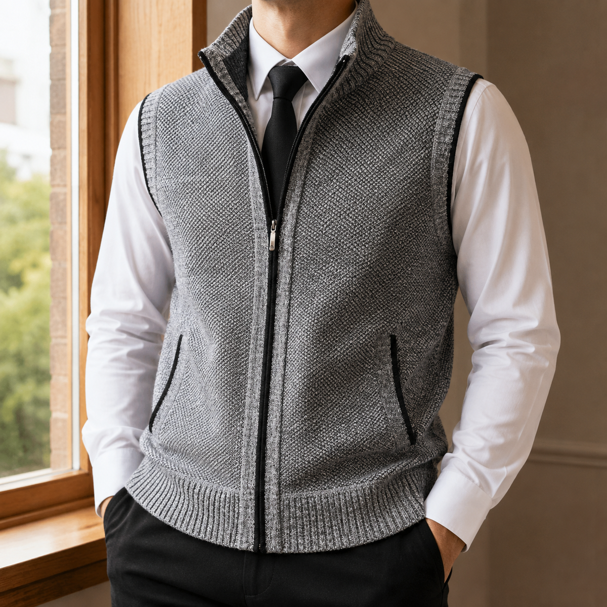 Caius-West Zip Sweater Vest