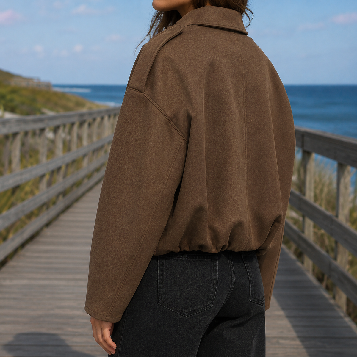 Bernadette-Skye Faux Suede Bomber Jacket