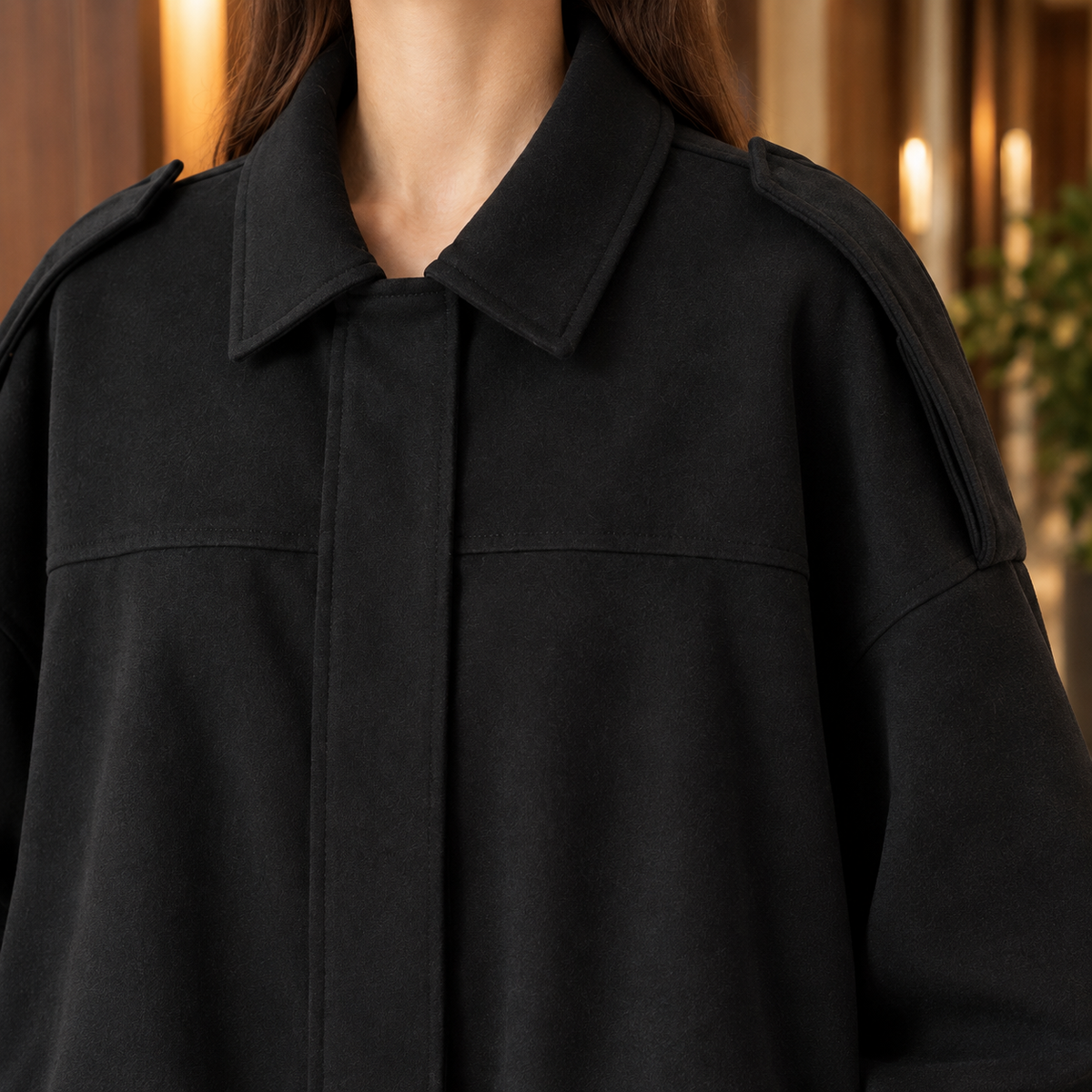 Chantal-Pearl Faux Suede Blouson Jacket
