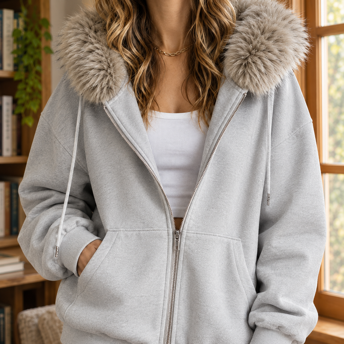 Ardith Faux Fur Trim Hoodie