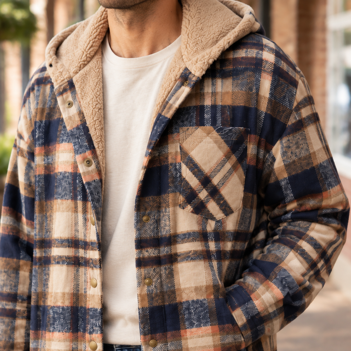 Fabian-Wren Hooded Plaid Jacket
