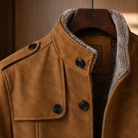 Soren-Grey Faux Suede Overcoat
