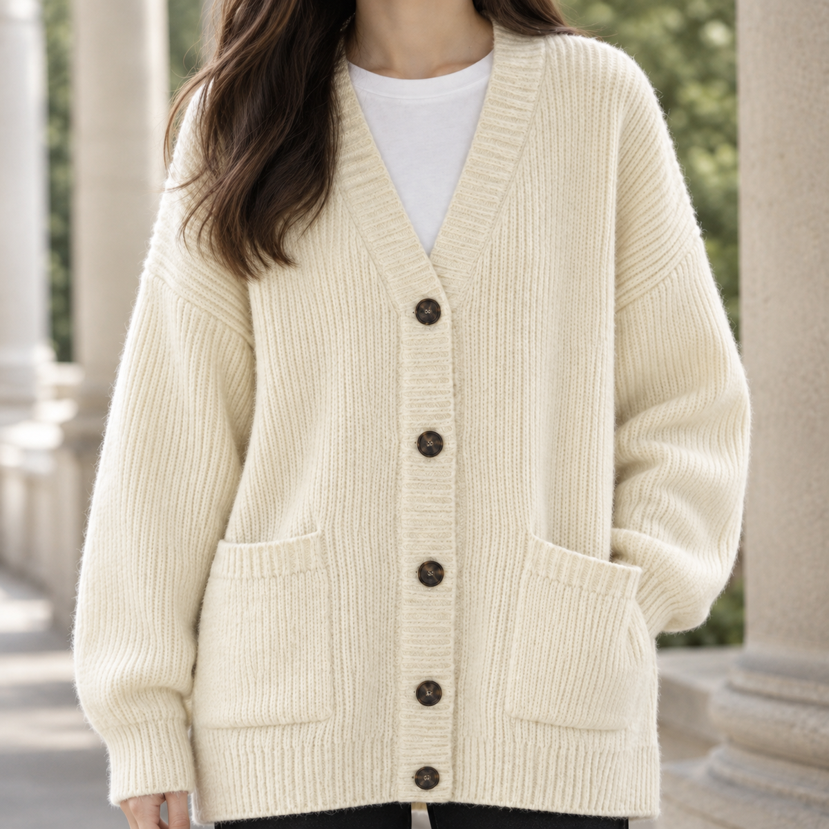 Mireille-Sage Ribbed Cardigan