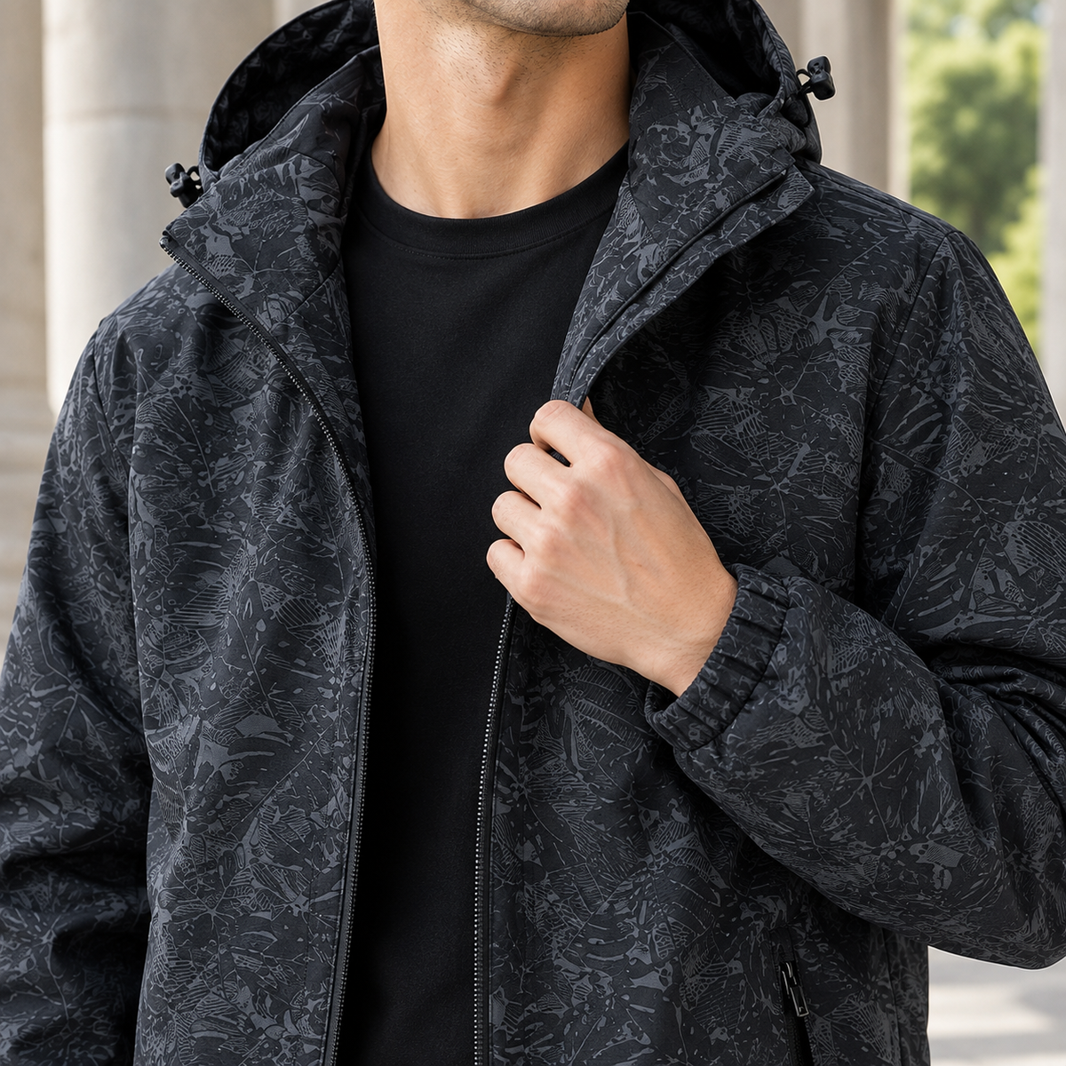Harlan-Grey Tonal Print Jacket