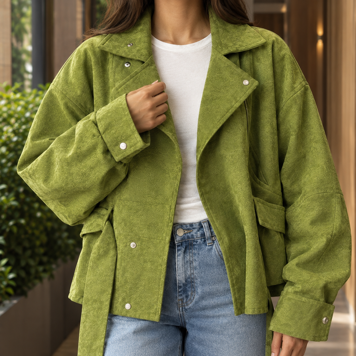 Desiree-Marie Belted Moto Jacket