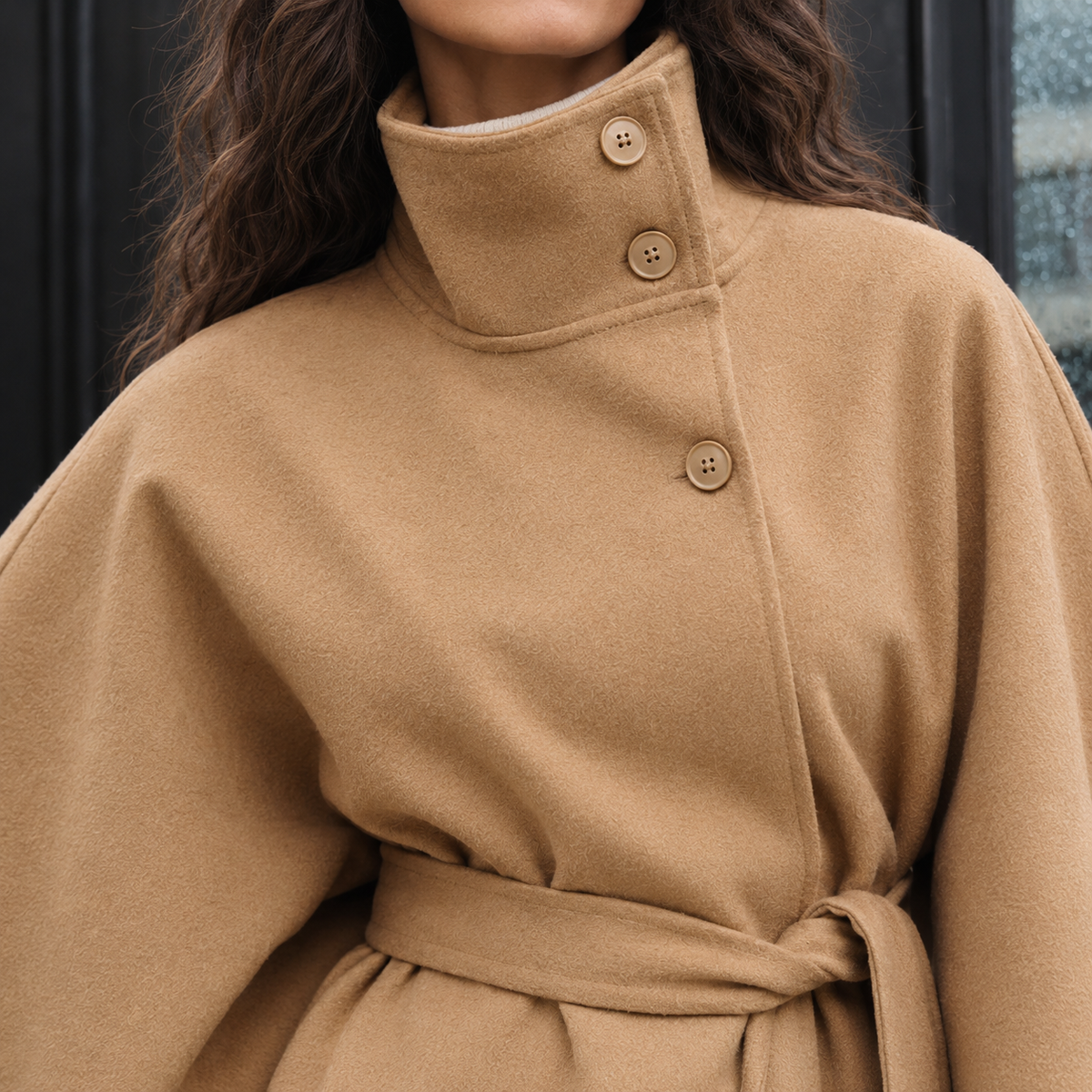Teresa-Sage Belted Cape Jacket