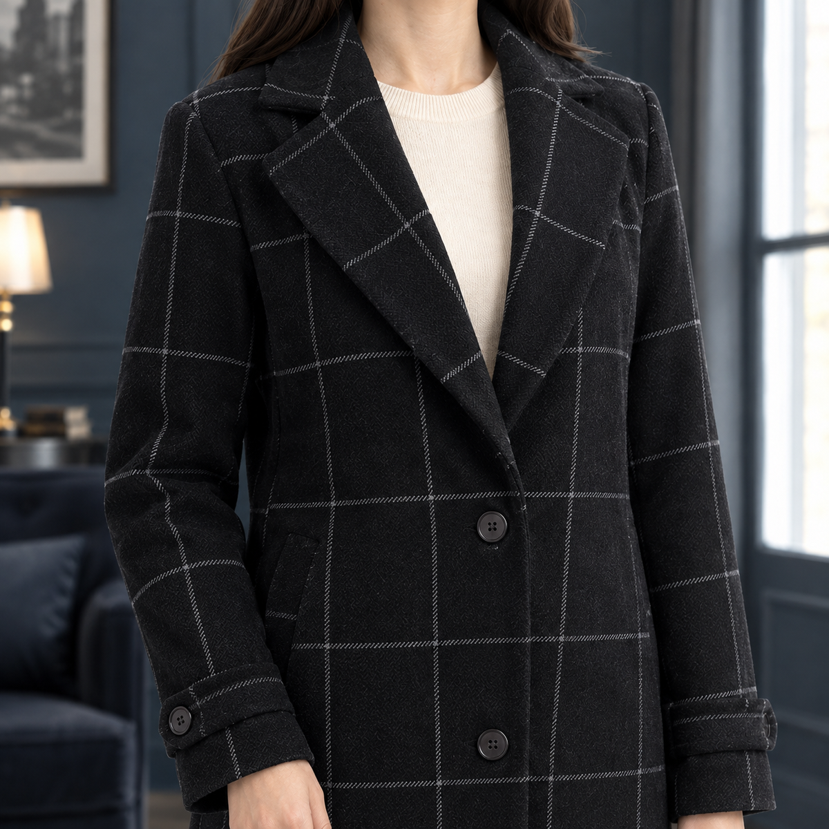 Arabella-Elise Windowpane Coat