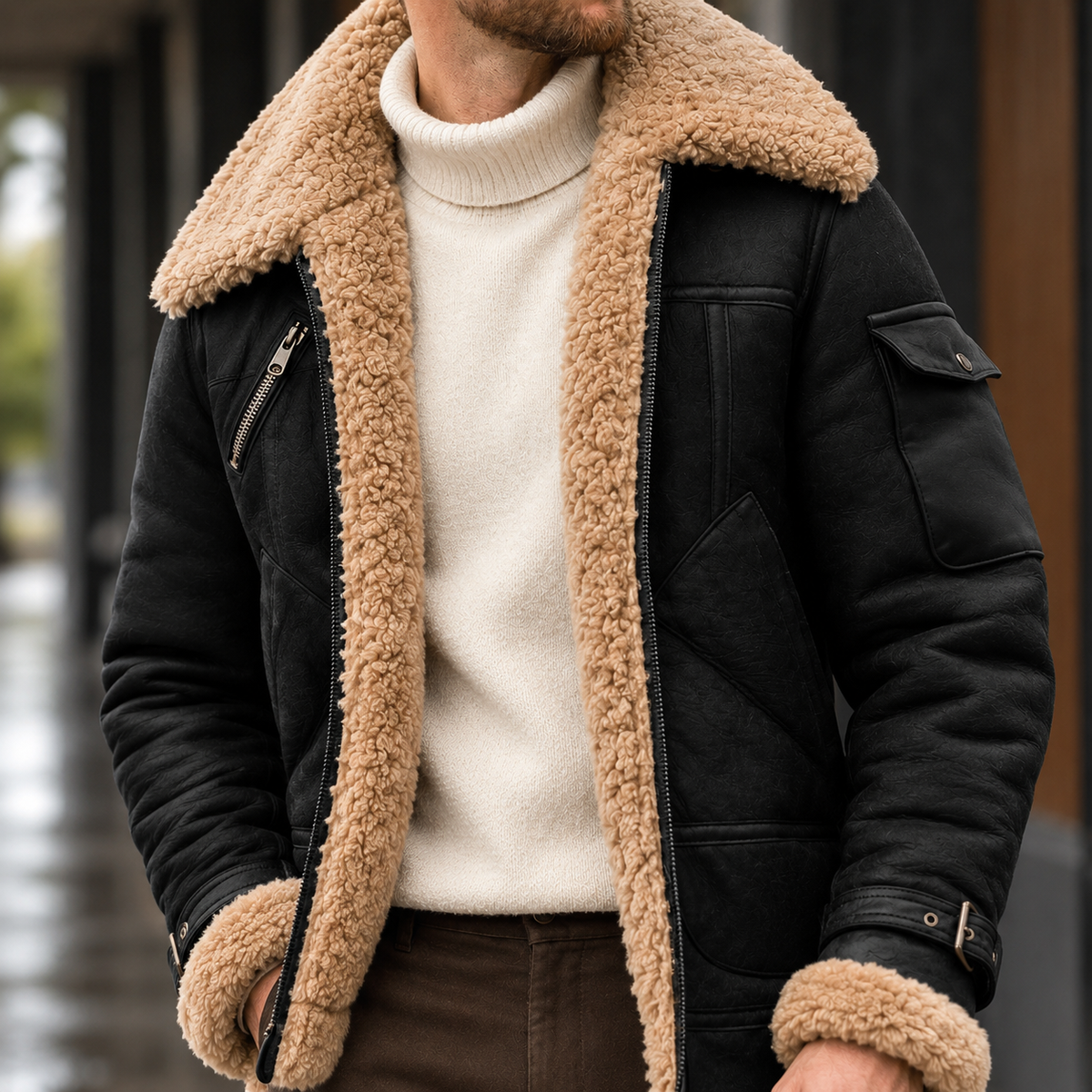 Gustav-Tate Faux Suede Aviator Jacket