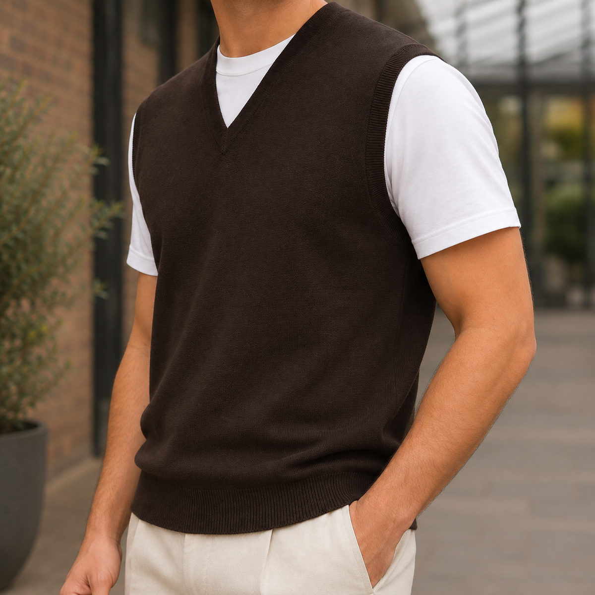Louis V-Neck Wool Vest