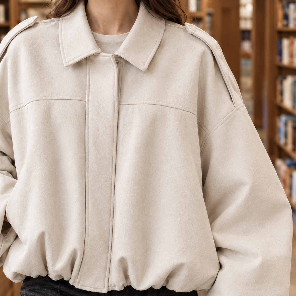Clemence-Marie Faux Suede Bomber Jacket