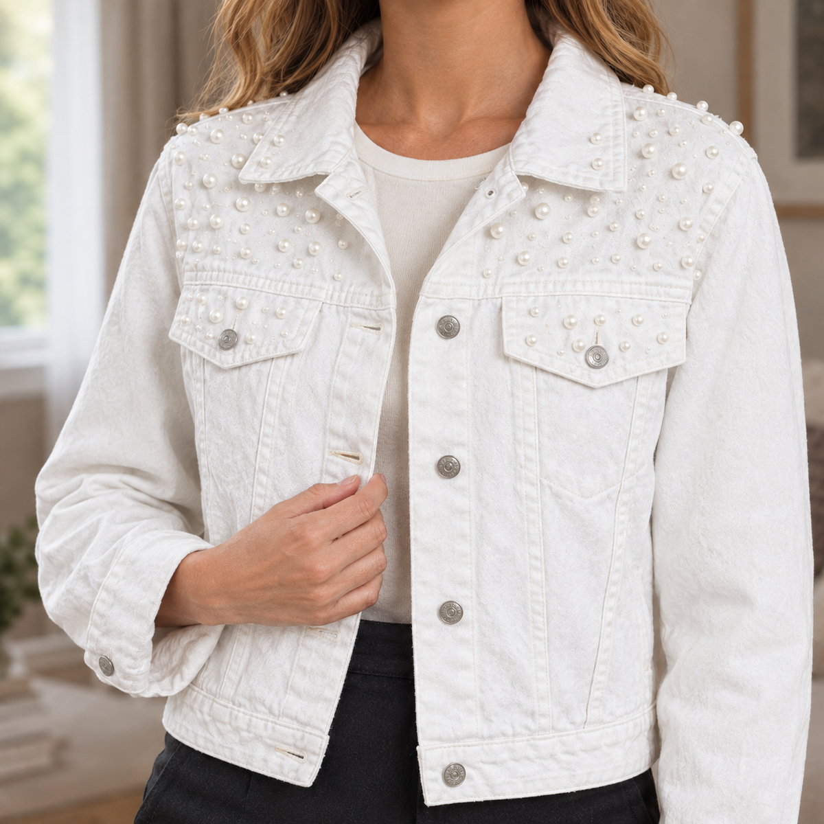 Annabelle-Jade Pearl Denim Jacket