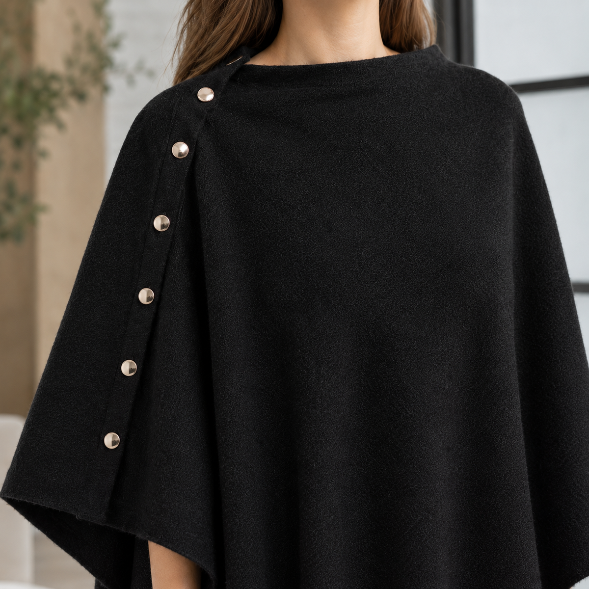 Padbury Buttoned Poncho