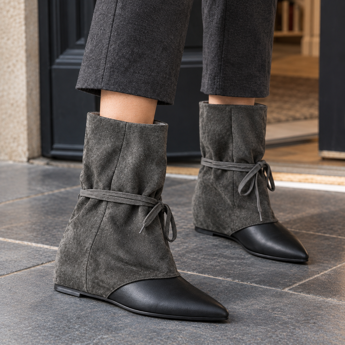 Campani Faux Suede Wedge Boots
