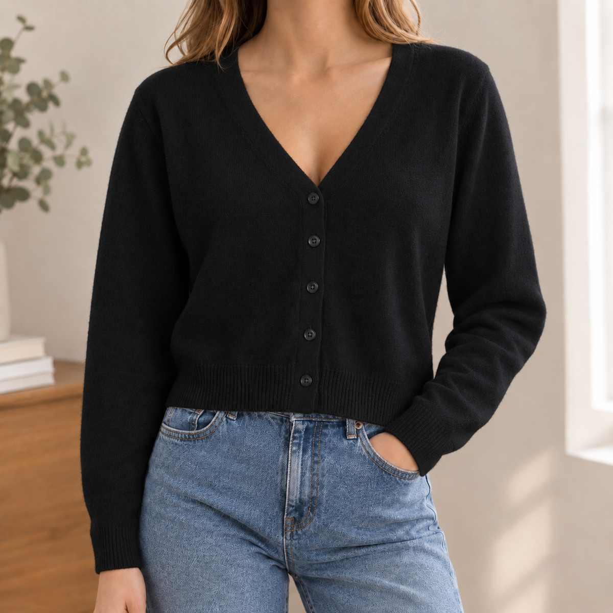 Pomeline-June V Neck Cardigan