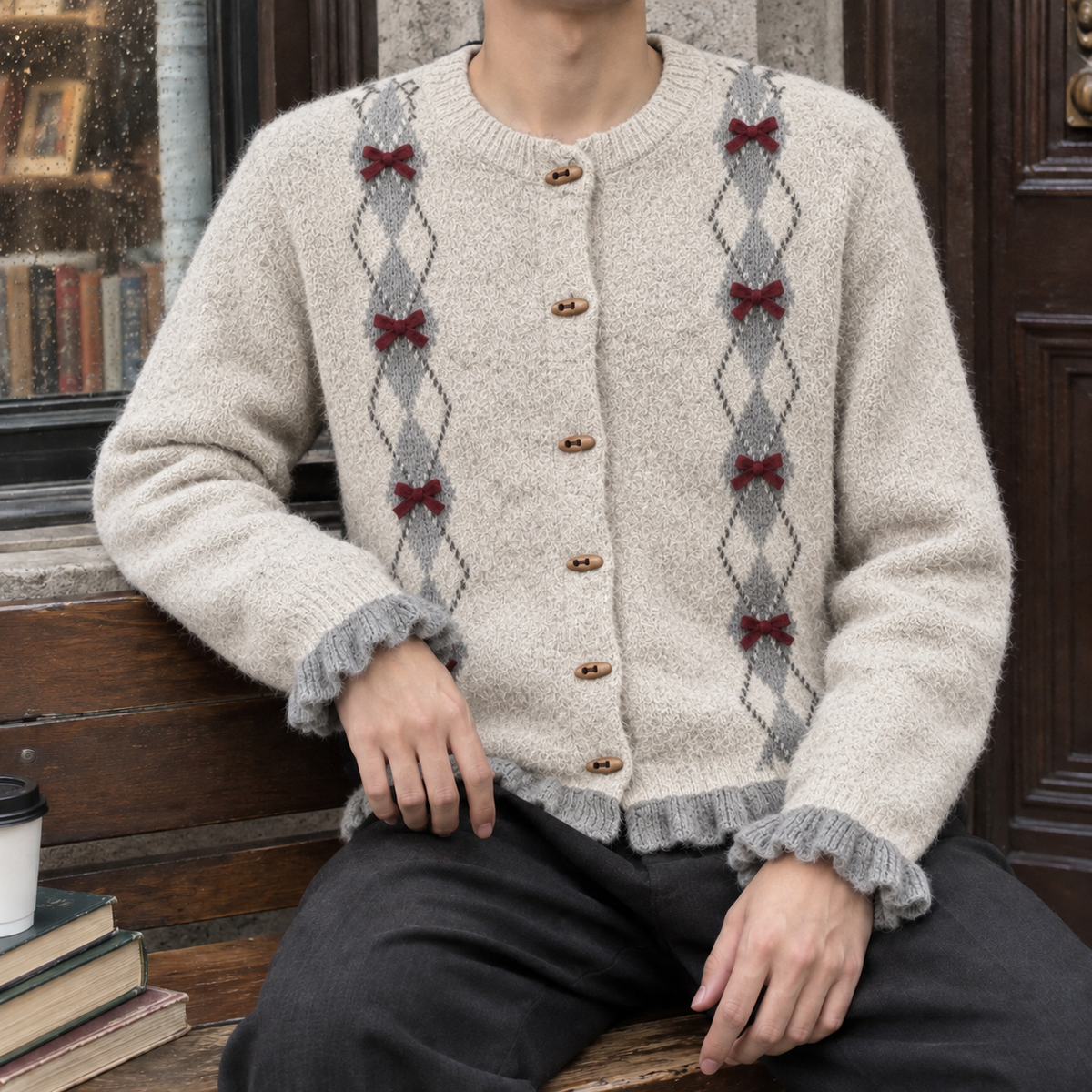Jasper-Stone Bow Cardigan