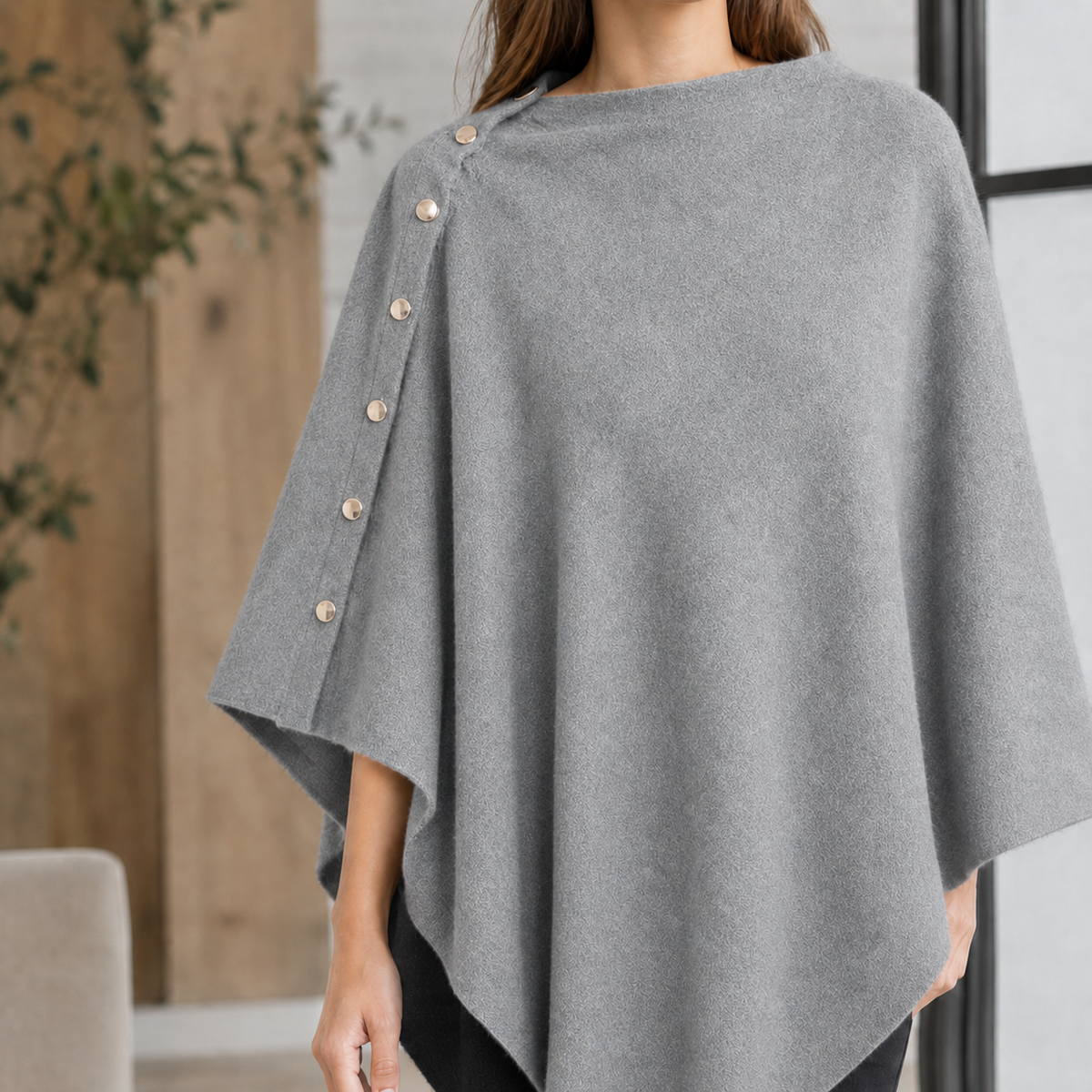Padbury Buttoned Poncho